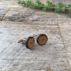 Engraved wood cufflinks, tree rings cufflinks, unique Gifts for Guys