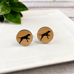 Engraved wooden cufflinks with Pointer Dog , Vizsla, Pointer dog, cuff links