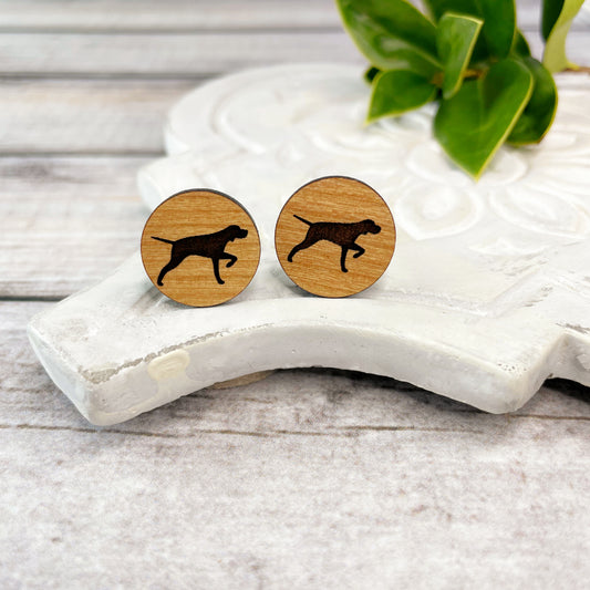 Engraved wooden cufflinks with Pointer Dog , Vizsla, Pointer dog, cuff links