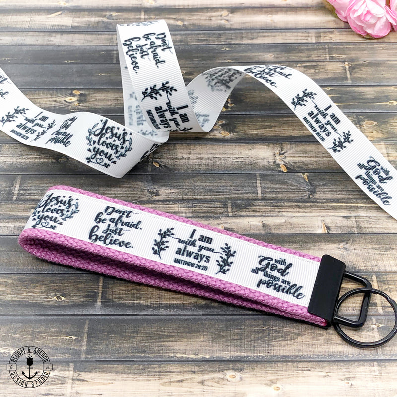 Jesus loves you, With God all things are possible, I am with you always, encouragement, inspirational key chain, faith, Christian key fob - Bloom And Anchor