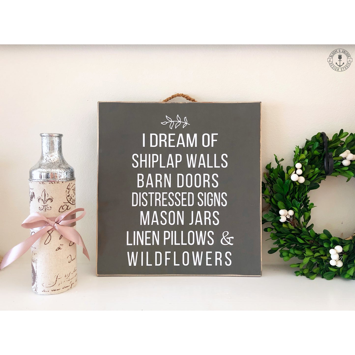 I dream of shiplap walls, modern farmhouse sign, rustic wedding gift, gift for couple, anniversary gift, housewarming, romantic gift
