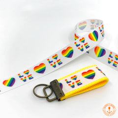 Rainbow Pride key fob, LGBTQ key fob, Rainbow LOVE key chain, Key fob, new driver, exclusive design, wristlet, Gay Pride, Equal Love - Bloom And Anchor