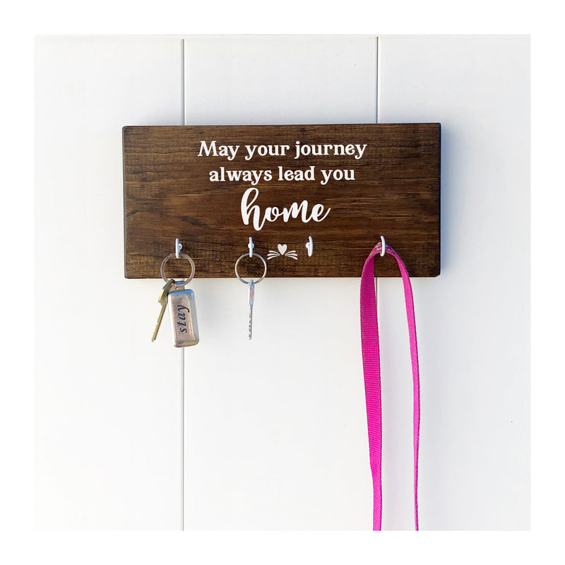 May your journey always bring your home wooden wall sign with 4 hooks, anniversary, wedding, birthday, teacher gift, housewarming gift - Bloom And Anchor
