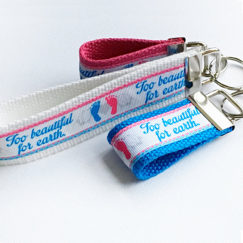 Pregnancy and infant loss awareness, Key fob, infant loss, too beautiful for earth, keychain, infant loss gifts - Bloom And Anchor
