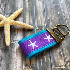 Starfish key fob, nautical beach key chain, anchor key fob, new driver, keychain, wristlet, beach lovers gift, summer, beach, vacation - Bloom And Anchor